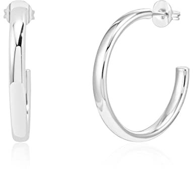 Brandlinger ® Statement Ohrringe. Schmuck Damen vergoldet mit 18 Karat (Silber und Gold) für Frauen und Mädchen. Durchmesser Creolen 27mm. (Silber)