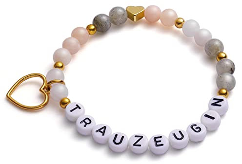 Trauzeugin Armband Brautjungfer Geschenk von der Braut Handmade Edelstein Perlen Stretch Armbänder