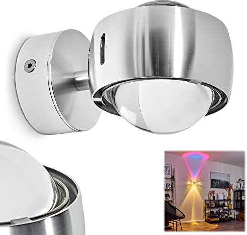 Wandleuchte Sapri, moderner Wandstrahler aus Metall/Glas in Silber/Klar, G9, ohne Leuchtmittel, Wandspot mit seitl. Schlitzen u. tollem Lichteffekt, Up&Down Leuchte, Lieferumfang: 1 x Farbfilter blau