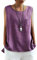 Onsoyours Camicetta Donna Senza Manica Estive Camicia in Lino di Cotone Casuale Canotta Elegante Blusa Top Colletto Girocollo Tinta Unita Camicie D Viola XL