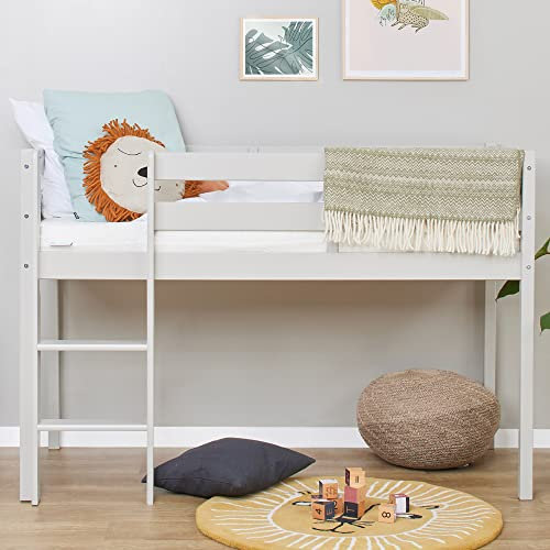 Hoppekids ECO Comfort Hochbett | 70x160 mit Lattenrost | Taubengrau | Das Nordische Umweltzeichen | TÜV-Zertifiziert | FSC®-zertifiziertes massives Kiefernholz
