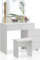 TUKAILAI Schminktisch mit Beleuchtung Spiegel, Kosmetiktisch mit 5 Schubladen, Frisiertisch mit Hocker, Makeup Vanity 80x40x135cm für Wohnzimmer/Schlafzimmer, Schminktisch für Kleine Räume Weiß