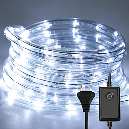 Ikodm 20m LED Lichtschlauch, 480 LEDs Lichterschlauch 8 Modi,Lichtschlauch Außen Lichterkette LED Schlauch mit Timerfür Innen Außen Garten Party Weihnachten Deko - Kaltweiß