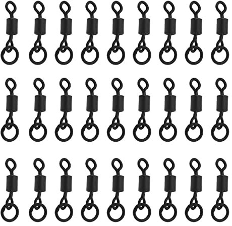 Be In Your Mind 50 Stück 4# Angelhaken Wirbel Flexibel Ring Wirbel Karpfen Angelgerät aus Stahl Rollenwirbel Karpfenangeln Zubehör 20mm Länge