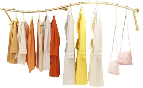 Porte-vêtements doré pour boutiques, présentoir mural pour vêtements | articles ménagers, supports à roulettes chromés pour magasins de vêtements et magasins commerciaux (Doré, 100cm)