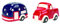 Americana Stars & Striped Old Fashioned Truck & Camper Dolomite Stoneware Salt & Pepper Shaker Set of 2