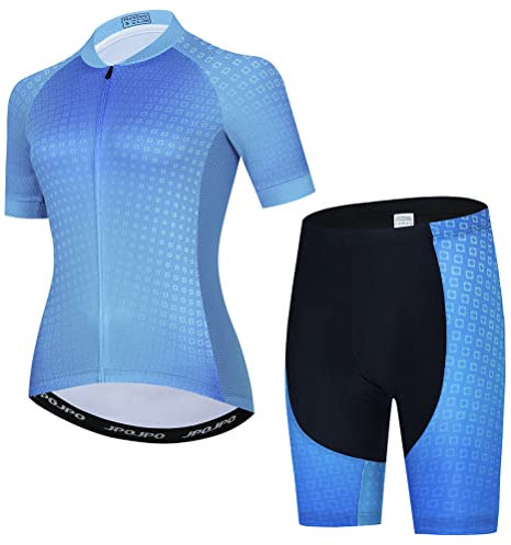 Damen Radtrikot Set, Sommer Kurzarm Damen Mountainbike Shirt und Shorts Kit MTB Anzug Fahrrad Kleidung, T2016-1, L