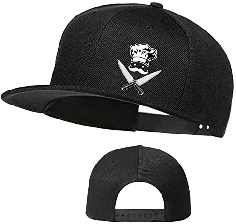 Tijeyi Herren-Kochmütze, lustige Messer, Küche, Baseballkappe, Koch, Herren, Snapback-Mütze, schwarz, verstellbar, flache Bill-Trucker-Kappen, am besten für Grillen und Erwachsene, Chef Cooking