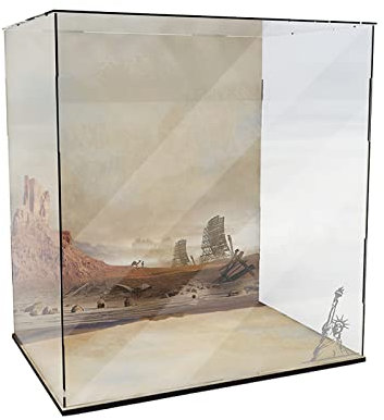 AZIZAT Acryl-Vitrine, transparente Showbox, Vitrine für LEGO 70840 Castle Doom Collapsed Statue of Liberty Building Modell (nur Aufbewahrungsbox) (Hintergrund)