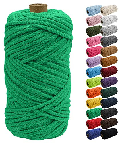 Uiopa Makramee Garn 5mm x 90m, Baumwollkordel Baumwollseil Natürlicher Baumwollschnur, Makramee Garn Geflochten für Pflanzenaufhänger, Wandbehang, Traumfänger, Garten, DIY-Projekte