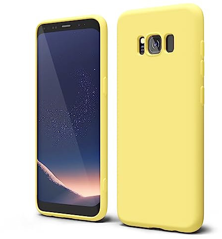 oakxco für Samsung Galaxy S8 Silikon Case mit Kameraschutz, Ultra Dünn Bunt Handyhülle Mädchen, Einfarbig Handy Hülle Slim Schutzhülle, Matt TPU Weich Gummi Glatt Silikonhülle Bumper, Gelb