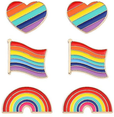 PLABBDPL LGBT Pins Anstecker Regenbogen Broschen,6pcs Gay Pride Pins LGBT Pride Regenbogen Broschen Homosexuell Stolz Broschen Progress Flag Anstecknadel Für Männer Frauen Kleidung Und Taschen