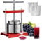 VEVOR Prensa de Vino de Frutas 2 Barriles de Acero Inoxidable 3 L Exprimidor Manual, Prensa para Hacer Zumo, Aceite de Oliva, Miel, Verduras y Tintura de Uva, Mango en T para Exteriores, Cocina, Hogar