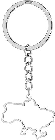 Chenpaif Fashion Edelstahl Schlüsselanhänger Nationaler Stil Ukrainische Karte Anhänger Schlüsselhalter Tasche Auto Schlüssel Ringe Ketten für Frauen S-A#, as shown in the picture, Edelstahl