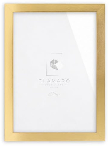 CLAMARO Bilderrahmen Collage, eckig, MDF Holz, Gold Glänzend, 40 x 60 cm | Handgefertigt in Deutschland, Profilbreite 30 mm, inkl. Rückwand und Zackenaufhänger, für Hoch- und Querformat, Acrylglas