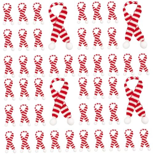 HOMSFOU Mini-Schal 48 Stück Weihnachtsmannschals Aus Filz Weihnachtsschmuck Schneemann Zum Basteln Weihnachtsweinbeutel Weihnachtspuppen-Basteldekoration Schal Für Weinflaschen