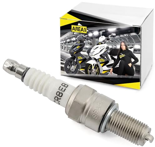 Area1 Zündkerze ersetzt und kompatibel mit NGK CR8EB (7784) / Piaggio 638853 / Peugeot 7696.18 / Suzuki 09482-00570 / Kawasaki E 920700001 / Aprilia 8570084 / Denso U24ESRNB / Champion RG6YC