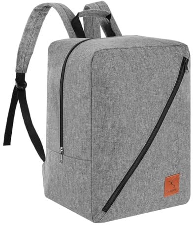Granori Handgepäck Rucksack Minimalist 40x30x25 cm | Leichter gepolsterter Flugzeug Reiserucksack mit Laptopfach und exakten Maßen für kleines Kabinengepäck speziell bei z. B. Eurowings (Grau)