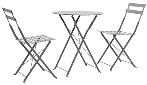 KTHLBRH Outdoor Lounge Garten möbel draußen Balkon Tisch und stühle 3-TLG. Bistro-Set Stahl Grau
