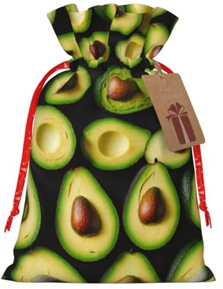 Xzsxhe Geschenktüten mit Avocado-Muster, Weihnachtsgeschenktüten, Kordelzug, Geschenkpapier, Süßigkeiten, Aufbewahrungstasche, wiederverwendbare Party