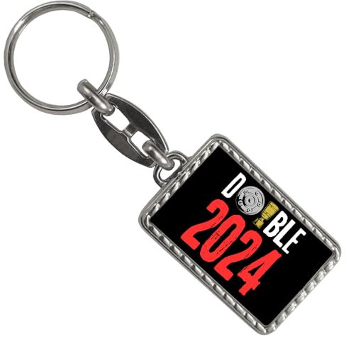 speecheese Leverkusen Double-Sieger Schlüsselanhänger mit Bordüre mit Spruch Double 2024 Erinnerung an Leverkusens Double-Sieg 2024 im Fußball Pokale Wettbewerbe in Deutschland