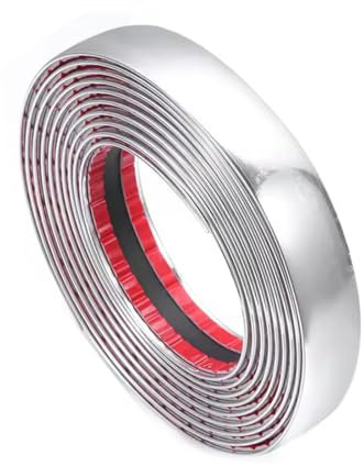 AEIOPRS 1 Pcs Chrome Bande de Garniture Voiture 8mm*5m Baguette Adhesive Chrome pour Carrosserie Fenêtre Décoration Extérieure argenté