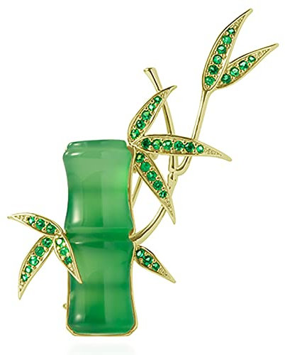 CFLNYC Petite broche en bambou vert pour femme, bijou fantaisie, corsage, 4,1 x 4,8 cm, 1.6x1.9, Métal