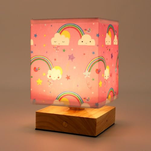 Wetry Tischlampe Kinder Dimmbares LED Nachtlicht Mädchenzimmer mit Lampenschirm Aufladbares Nachttischlampe Mutterschaft Stilllicht Baby Geschenke zur Geburt