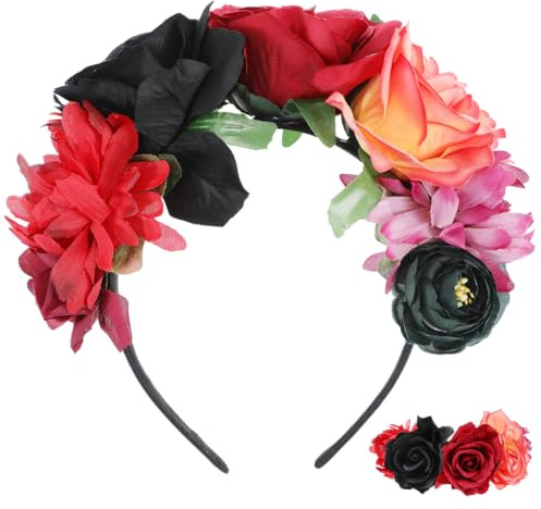 Healeved Rose Haaraccessoires Blumenkranz Haarband Orange Aus Polyester FüR Halloween Partys Und Urlaub Leichtes Dekoratives Accessoire 18X12X7Cm