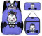 3-in-1-Kinderrucksack für Jungen und Mädchen, niedliches Zebra-Hantel-Muster, wasserdichter Schulrucksack mit Lunchbox und Federmäppchen, niedliche Büchertasche, Reise-Schultasche, langlebig und