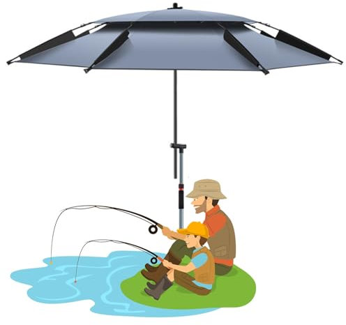 Ombrellone Giardino ombrellone da pesca grande Ombrellone pieghevole da Balcone Esterno antivento Antipioggia con 16 Stecche Parasole spiaggia(200cm)