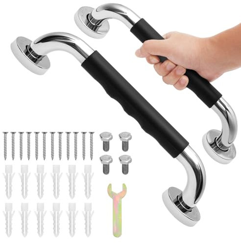 Haltegriffe für Senioren,2er-Pack rutschfeste Haltegriffe aus Edelstahl,30cm Duschhandgriff, Duschhandgriffe für Wandmontage,WC,Badezimmer