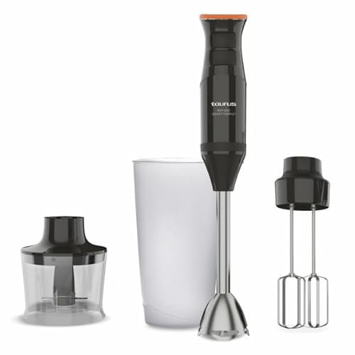 Taurus BAPI 1200 Rocket - Frullatore a mano 1200 W | Regolatore a 20 velocità regolabile | Funzione Turbo | Lame in acciaio inossidabile | Doppia frusta | Design ergonomico | Bicchiere misuratore da