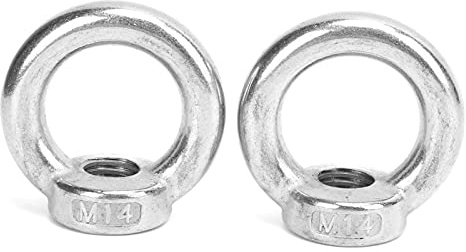 2 Stück Écrou à Oeil de levage, Ringmuttern pour Fixation et Suspension | Edelstahl Ringschrauben Mutter für Industrie Marineyachten Schnellboote (M14)
