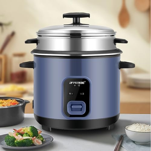 THEGA Rice Cooker - Cuiseur À Riz Et Cuiseur Vapeur Électrique, 1,8 L (10 Tasses), Fonction De Maintien Au Chaud, Bol Antiadhésif Amovible, Facile À Nettoyer, Tasse À Mesurer Et Cuillère Incluses(3L)