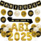 Fangleland ABI 2025 Deko Schwarz Gold, Abitur Deko 2025, Party Deko Bestandene Prüfung mit ABI Luftballons Banner Schärpe für Abschlussfeier Party Dekoration Graduierung Deko