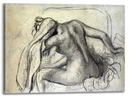 DìMò ART Bild auf Leinwand mit Holzrahmen Edgar Degas La Toilette messen 40x30 cm (15,75x11,81 inches)