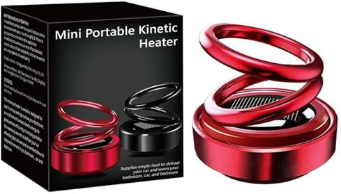 Tragbarer kinetischer Molekularheizer, Automatisch rotierende Solar-Doppelring-Heizung, Mini Knetische Molekularheizung, Auto Knetische Aromatherapie, Kinetische Diffusor für Autos Zimmer (Rot)