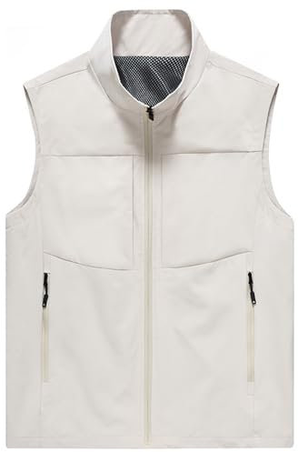 Generisch Weste Herren Outdoor Arbeit Weste Baumwolle Angelweste Gutscheine Einfarbig Ärmellose Weste Jagd-und Angler Camping Wandern Weste Baggy Herrenweste Meine Bestellungen Anzeigen Weiß 5XL