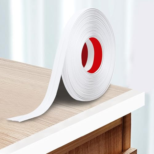 SDLDEER Battiscopa morbidi autoadesivi, 2 cm x 4 m, listello autoadesivo flessibile in PVC, per porte, finestre, pareti, cucina, piastrelle (bianco)