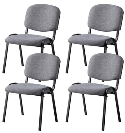4er-Pack Stapelbare Bürostuhl Ohne Armlehne, Schreibtischstühle, Gamer-Stuhl, Lesesessel, Pc Stuhl, Schreibtisch Stuhl, Moderner Empfangsstuhl für Küche, Wartezimmer, Pausenraum, Schulung(Gray)
