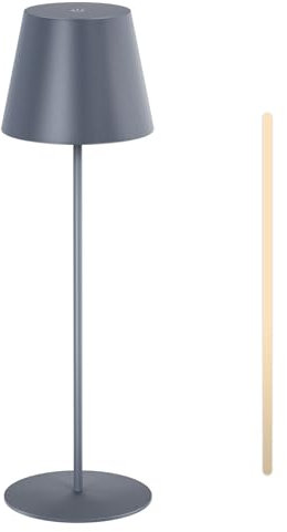 MALUX LED Tischlampe kabellos mit Touch,Indoor & Outdoor Wiederaufladbar LED Akku Tischleuchte,3 Farbtemperatur Stufenlos Dimmbar,Timer-Funktion, Akku Lampe Outdoor Lampe (1 Stück Grau)