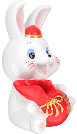 DECHOUS Hasenornament Paar Lächelnd Gans Figuren Hasenfigur Autos Tierspielzeug Kaninchen Hasenförmige Dekorationen Miniatur Geburtstag Zubehör Insekt Kuchen Weiß Harz
