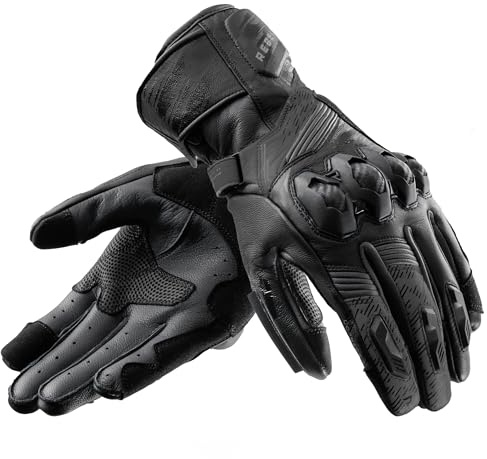 REBELHORN Viper Motorradhandschuhe Herren | Leder | Knöchelprotektoren | Schieber an der Unterseite der Hand | Perforation für bessere Belüftung | Größen bis 3XL