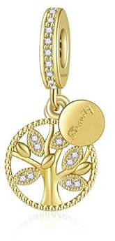 Nbsameng - Pendentif original arbre de vie, pendentif en argent 925 avec zircon cubique 5A, pendentif arbre de vie en or pour Pandora et bracelets européens, boîte à bijoux