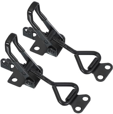 PATIKIL Toggle Latch Clamp 4001 Style, 2 Pcs Carbon Steel Adjustable Toggle Clamps Quick Release Smoker Pull Hasp Latches with Lock Hole 220Lbs Bearing for Box Lid Jig, Black