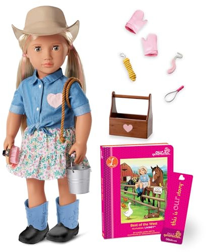 Our Generation – Posable 18-inch Cowgirl Doll – Western-Inspired Outfit & Horse Care Accessories – Pretend Play – Toys for Kids Ages 3 Years Old & Up – Lainey