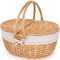 HEALSTOK Wicker Picknick-Korb mit Griff, 15 große Leere Picknick-Korb mit Deckel & abnehmbare Liner, Vintage Hand geflochtenen Korb für Picknicks, Camping, Gemüse pflücken (weiße Blume, 15incn/40cm)