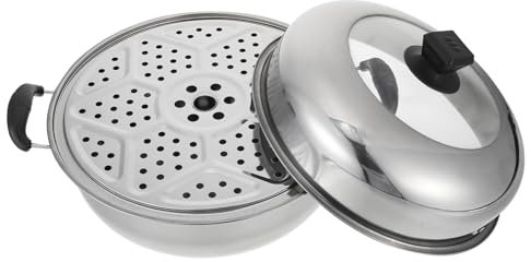 JECOMPRIS Pentola in Acciaio Inossidabile per Cottura Vapore Pentola per Zuppa in Acciaio Inossidabile capacità Utilizzabile su Induzione Facile da Pulire e Resistente alle Temperature