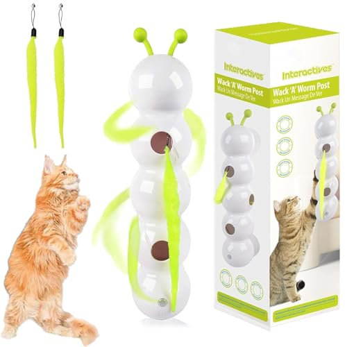Wuselwurm Katzenspielzeug Elektrisch- Wusel Wurm Interaktives Katzenspielzeug, Smart Motion Katzen Spielzeug Mit Wurmdesign, Interaktiver Wurmreiz Mit Saugnapf FüR Katzen, Wand & Fenster Montiert